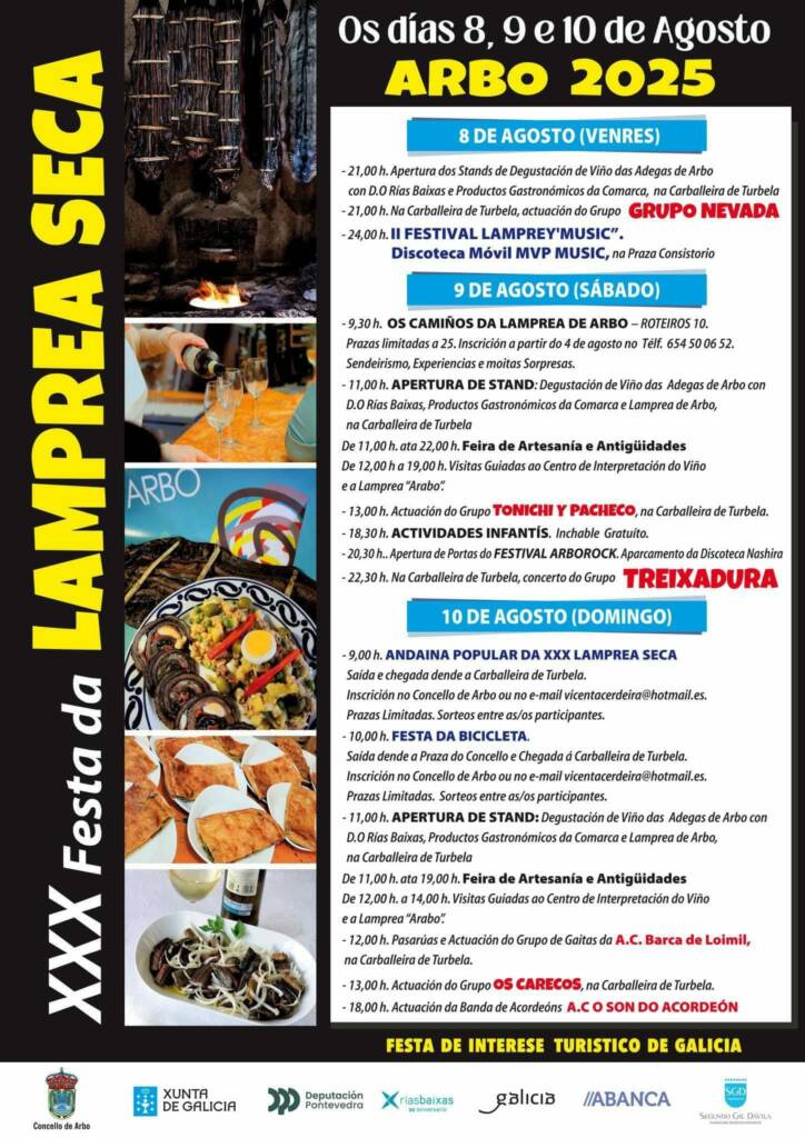Vigoplan | Programación Fiesta Lamprea Seca Arbo 2025 Agosto