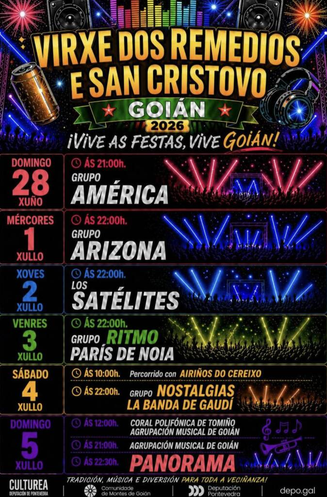 Vigoplan | Cartel Fiestas De Goián 2026 Programa Completo Tomiño