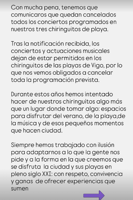 Vigoplan | Cancelan Conciertos Comunicacion Chiringuitos Vigo