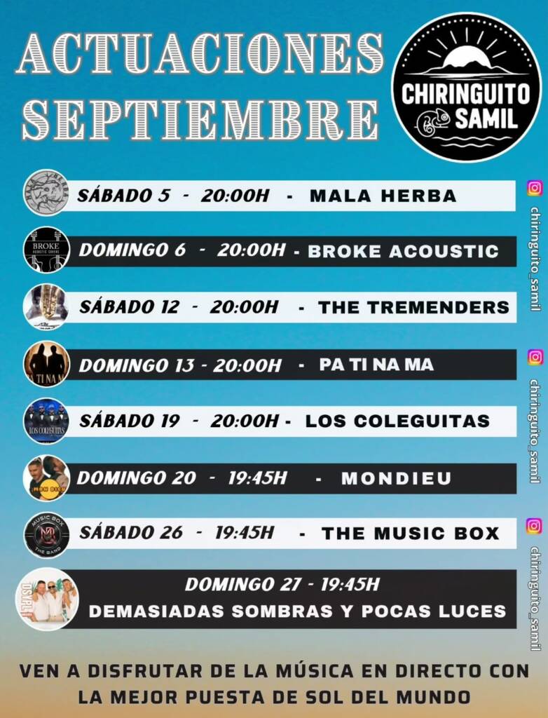 Vigoplan | Conciertos Del Chiringuito De Samil Septiembre Agenda