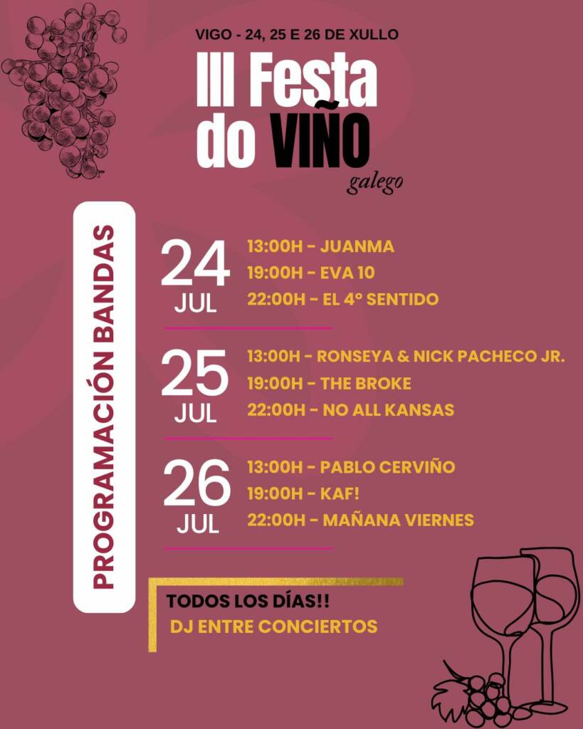 Vigoplan | Programación Musical Fiesta Del Vino Gallego 2026